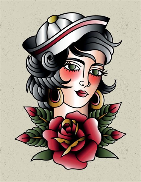 Pin Up Girl Tattoo 3998921 Vector Art At Vecteezy