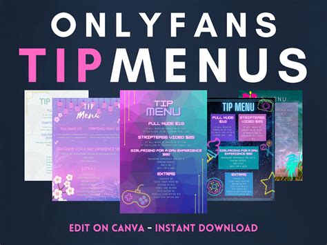 Plantillas De Men De Consejos De Onlyfans 5 En Total Pon Tus Consejos En Piloto Autom Tico Ideal Para Fansly Avn Stars Editar En Canva Descarga Instant Nea Etsy M Xico