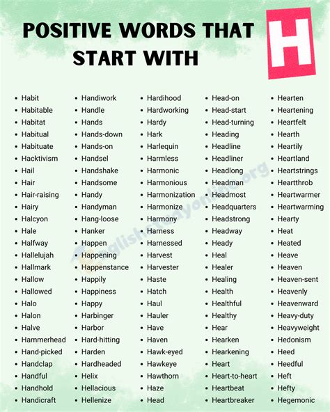 Positive Words That Start With H In English Onlymyenglish Com