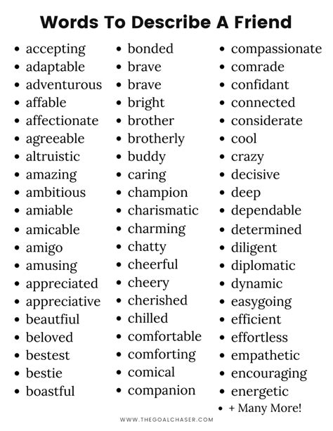 Positive Words To Describe A Friend