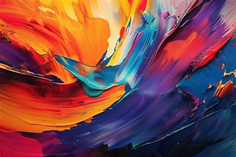 Premium Photo Vibrant Abstract Painting With Bright Colors