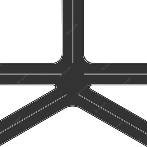 Premium Vector Five Ways Road Junction Top View Highway Part With Marking Roadway Element