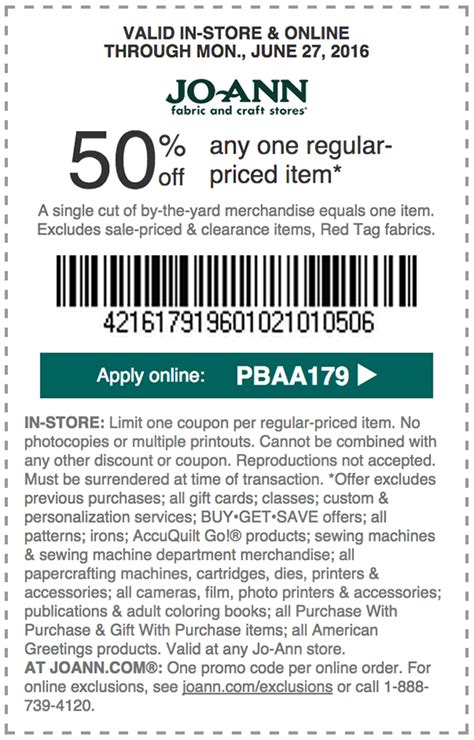 Printable Coupons Joann Fabrics