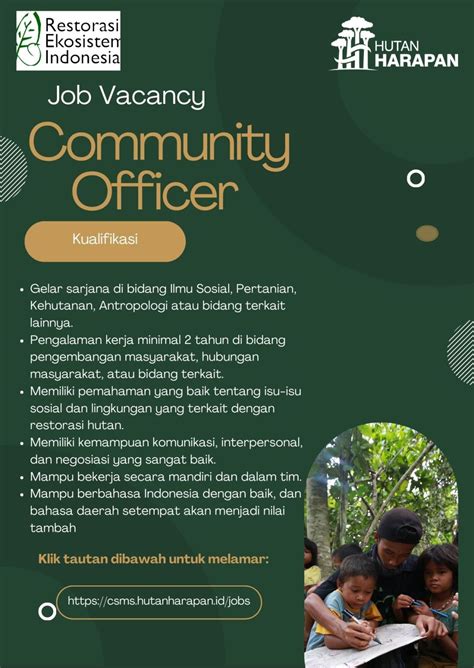 Pt Restorasi Ekosistem Indonesia Membuka Lowongan Untuk Posisi Amp Quot Community Officer Amp Quot Silahkan