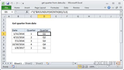 Quarter Formula in Excel