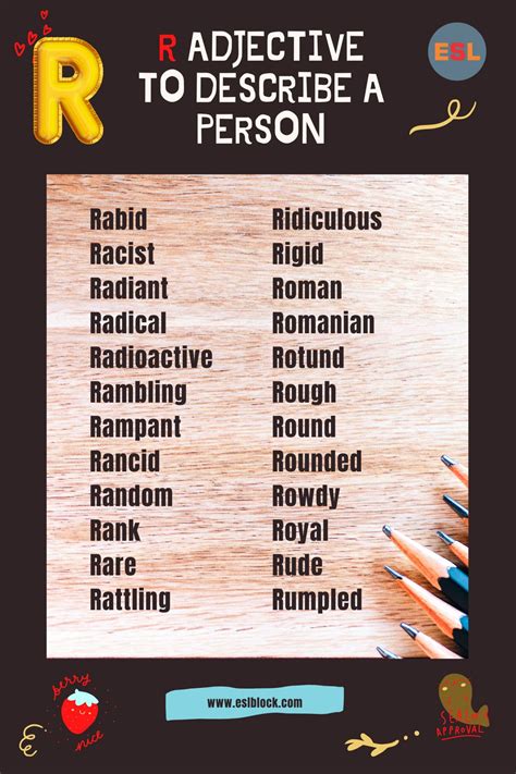 R Adjectives To Describe A Person English As A Second Language