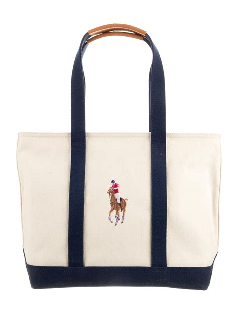 Ralph Lauren Canvas Embroidered Tote Bag W Tags Neutrals Totes Handbags Wyg101354 The