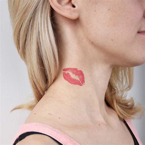 Red Lips Kiss Temporary Tattoo Set 2 Tattoos Tattooicon
