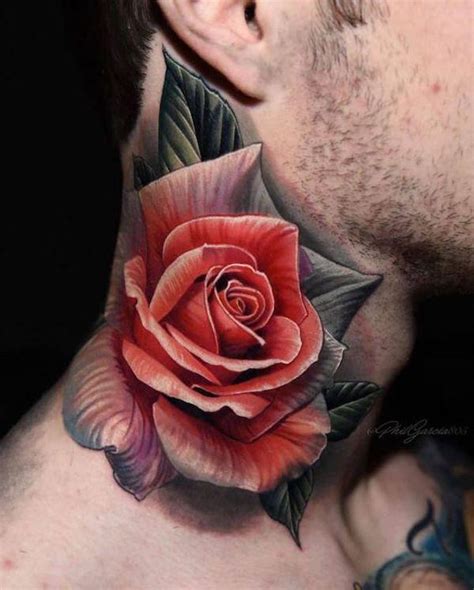 Red Rose Neck Tattoos