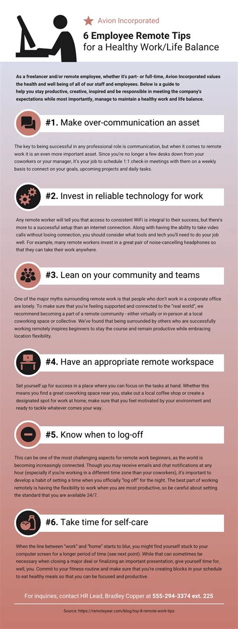 Remote Work Tips List Infographic Template Venngage
