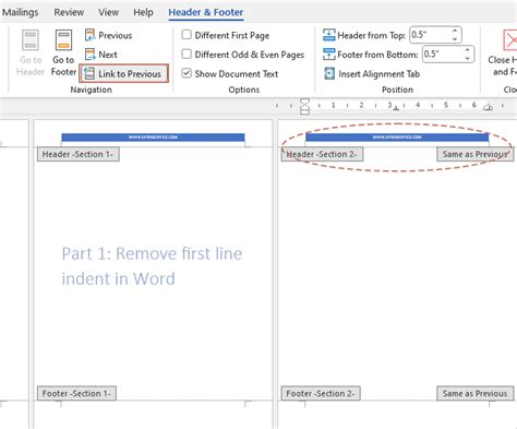 Remove Header in Word