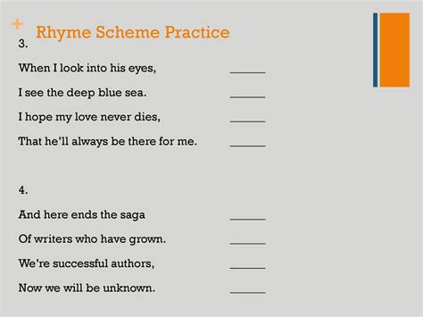 Rhyme Scheme Practice Worksheets