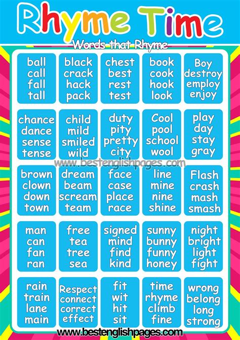 Rhyming Words List Artofit
