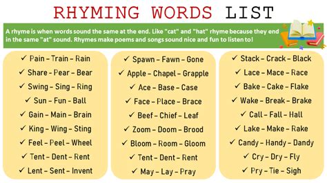 Rhyming Words List Of 300 Rhyming Words For Kids Engrabic