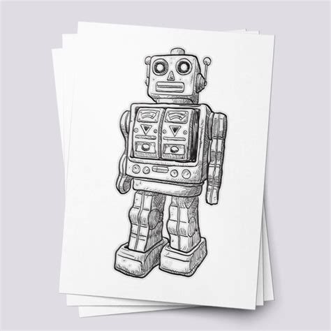Robot Retro Toy Temporary Tattoo For Kids Vintage Fun Ducky Street