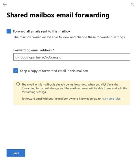 Role Based Email Forwarding For Shared Mailboxes