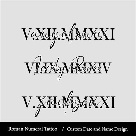 Roman Numeral Tattoo Personalized Family Tattoo Special Date Logo 1 10 Dates Design Etsy Norway