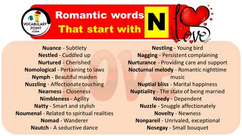 Romantic Words That Start With N Love Words With N Vocabulary Point