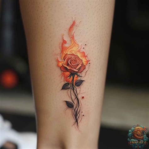 Rose On Fire Tattoo 105 Designs