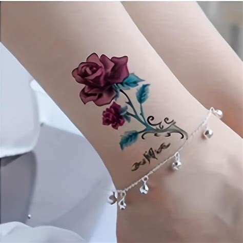 Rose Pattern Tattoo Stickers For Women Waterproof Long Lasting Sexy 3D Design Perfect For Covering Scars