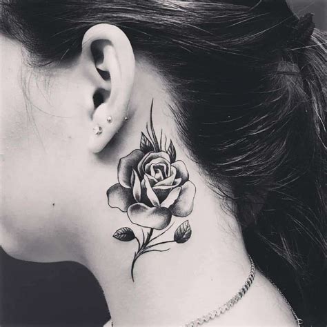 Rose Side Neck Tattoos