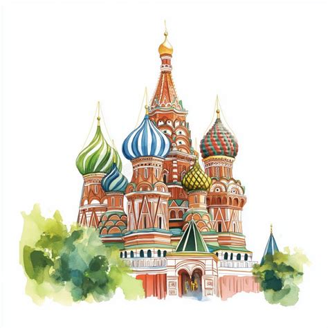 Saint Basils Cathedral Saint Basils Cathedral Watercolor Vector Illustration Stock Vector