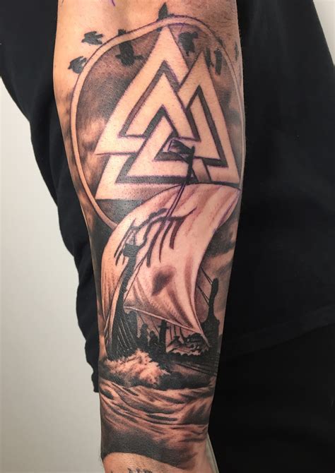 Scott White Black Amp Grey Tattoo Artist At Monument Ink Viking Ship Tattoo Viking Tattoos
