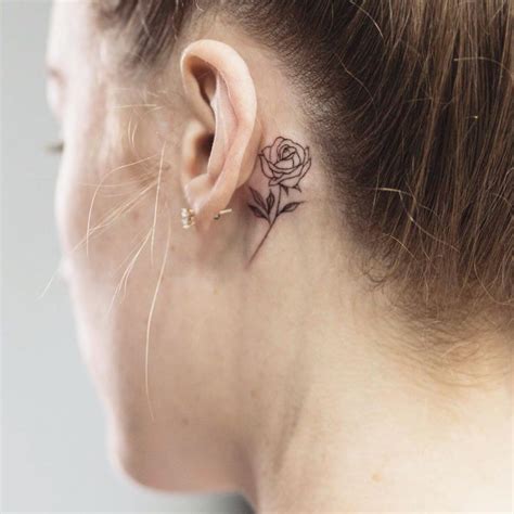 Script Rose Behind The Ear Tattoo 101 Behind The Ear Tattoos A Fusion Of Artistry And