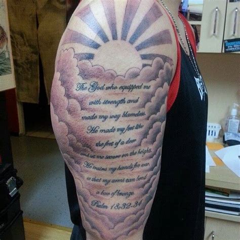 Scripture Tattoos On Arm With Clouds