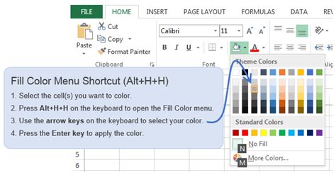 Excel Shortcut Fill Color