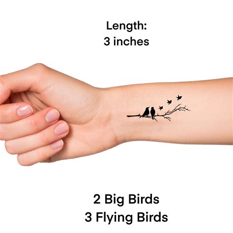 Silhouette Birds Family On Branch Temporary Tattoo Flying Black Birds Family Love Tattoo Motherhood Children Small Animal Tattoo Etsy Israel