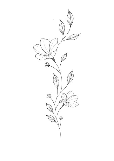 Simple Flower Drawing Tattoo