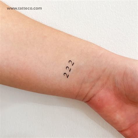 Small 222 Angel Number Temporary Tattoo Set Of 3 Tatteco