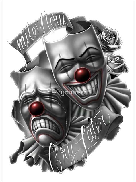 Smile Now Cry Later Tattoo Blackandgrey Art Ink Smilenowcrylater Masktattoi Blackwork Traditional