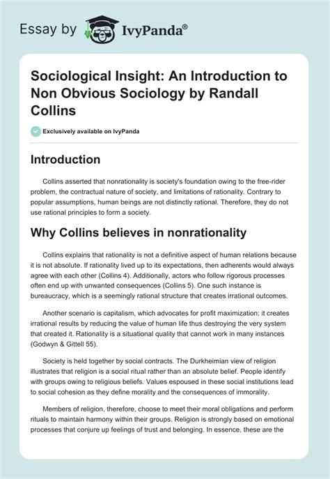 Sociological Insight By Randall Collins 568 Words Essay Example