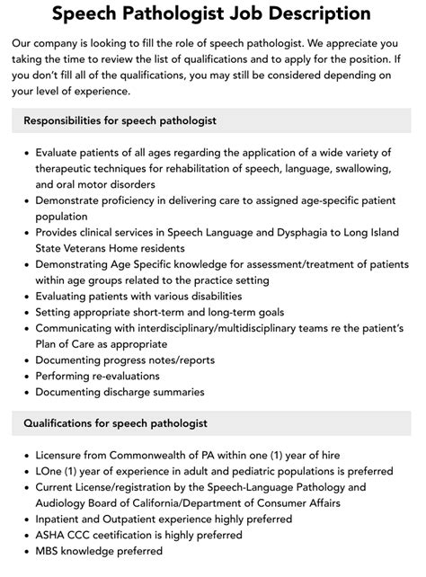 Speech Pathologist Job Description Salary Skills More