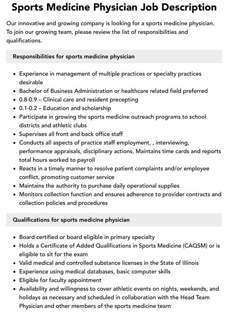 Sports Medicine Physician Job Description Duties Course Advisor Sports Medicine Physician Job Description Duties Course Advisor