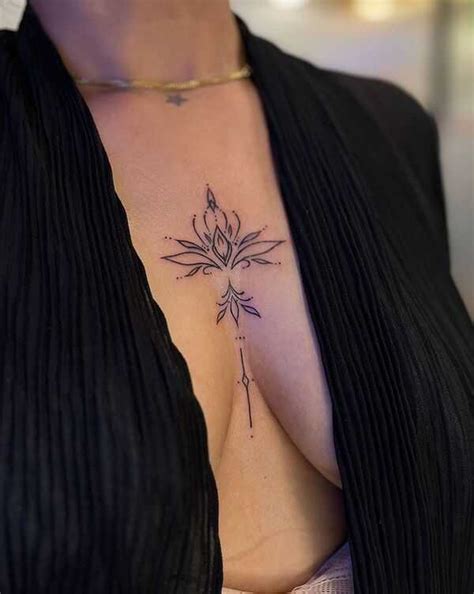 Sternum Tattoo Accentuating The Alluring Curves Of Your Body