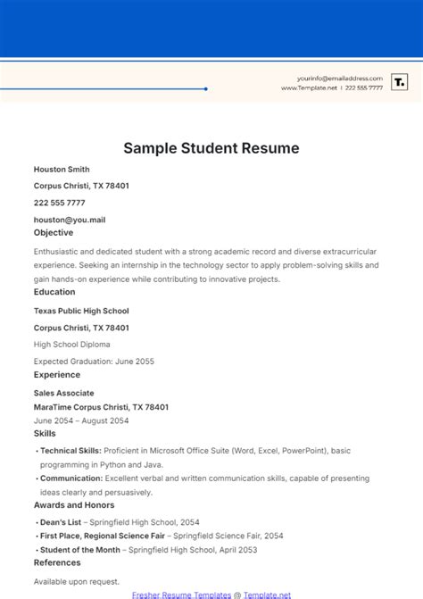 Student Resume Sample Pdf