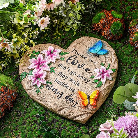 Sympathy Gift Memorial Garden Stone Heart Shaped For Loss Of Loved Ones Pet Memorial Stone