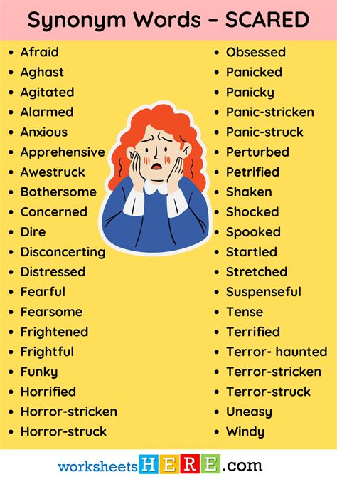 Synonym Words Related To Scared Pdf Worksheet For Students And Kids Worksheetshere Com Synonym Words Related To Scared Pdf Worksheet For Students And Kids Worksheetshere Com