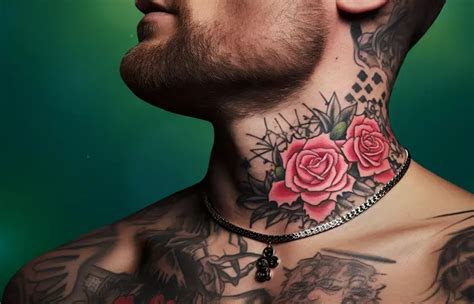 Neck Tattoo Roses Designs