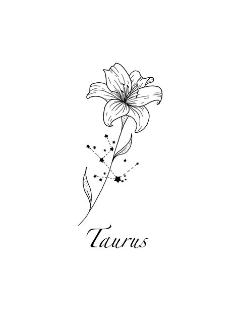 Taurus Constellation Tattoo Flower Tattoo Design Etsy