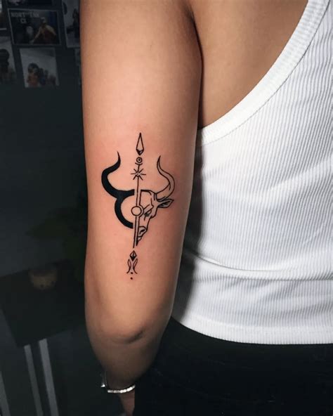 Taurustattoo Taurusgirl A Delicate Taurus Tattoo Design With A Botanical Touch That Perfectly Depicts The Balance Of A Stubborn Yet Delicate Taurus Girl As A Fellow Dog Lover I Added A