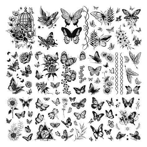 Temporary Chest Tattoos Butterfly Temporary Tattoos For Women Girls Waterproof Black Small Design Stickers Temporary Tattoos Adult