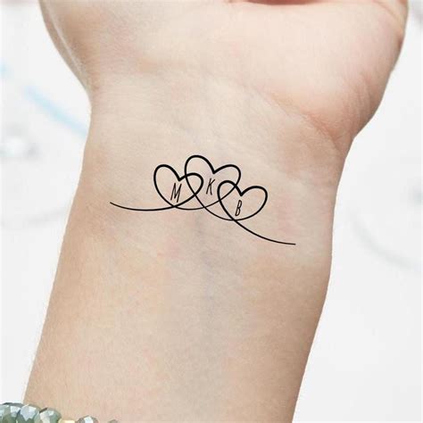 Temporary Tattoo Custom Kids Initials Semi Permanent Hearts Personalized Set Of 3 Etsy Australia