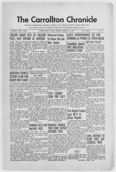 The Carrollton Chronicle Carrollton Tex Vol 50Th Year No 33 Ed 1 Friday June 25 1954 Page 1 Of 4 The Portal To Texas History
