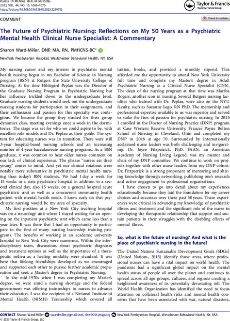 The Future Of The Psychiatric Mental Health Clinical Nurse Specialist Evolution Or Extinction Semantic Scholar The Future Of The Psychiatric Mental Health Clinical Nurse Specialist Evolution Or Extinction Semantic Scholar
