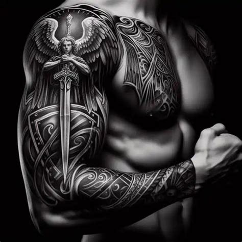 This Full Inner Sleeve St Michael Tattoo Concept Symbolizes Protection Strength And Divine Justice A Perfect Piece For Those Who Fight Their Own Battles Daily Tattooed By Ced Book Your