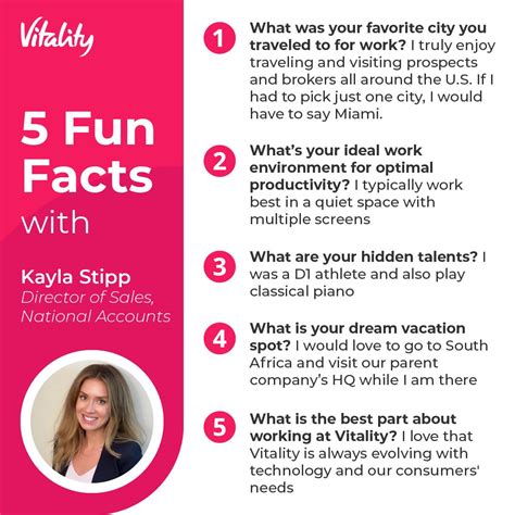 Today We Amp 39 Re Sharing Some Fun Facts About Kayla Stipp Vitality Amp 39 S Director Of Sales National